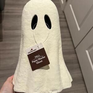 Paper Mache Ghost Tabletop Decoration – White, 11"